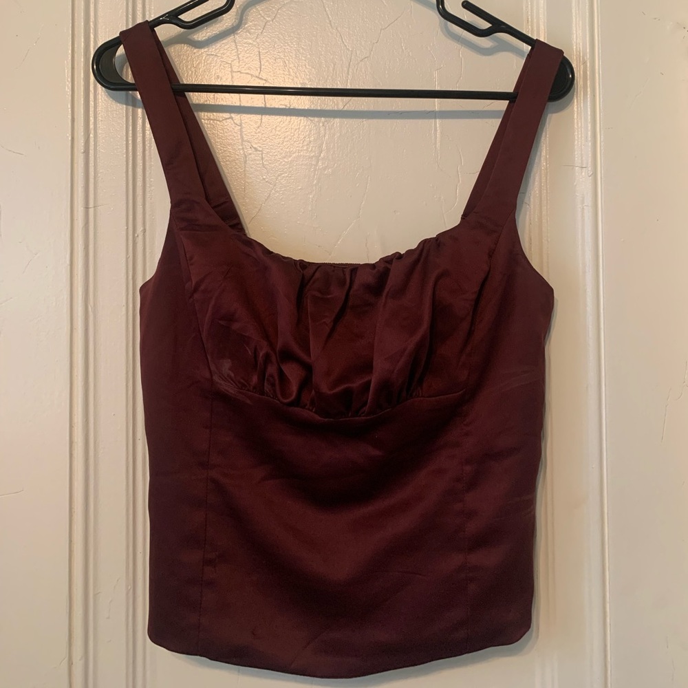 Satin ruched tank top